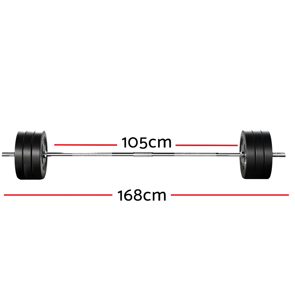 Everfit 68kg Barbell Set Weight Plates Bar Lifting Bench 168cm - Image 3