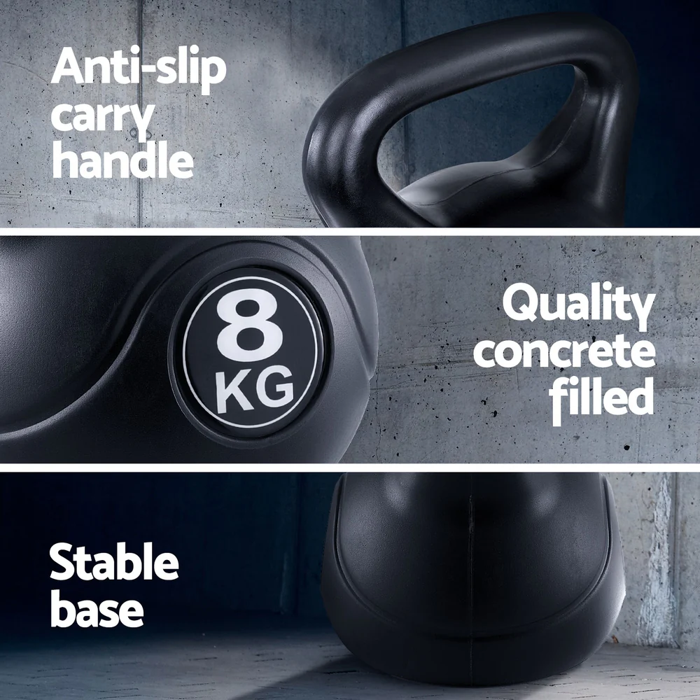 Everfit 8kg Kettlebell Set Weight Lifting Bench Dumbbells Kettle Bell Gym Home - Image 4