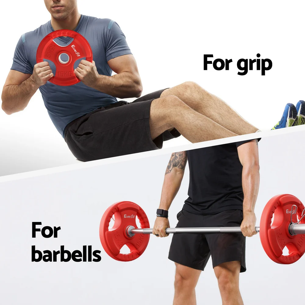 Everfit Barbells Set 36kg 120cm Dumbbell Barbell Plate Weight Lifting Home Gym Red Lifting - Image 6