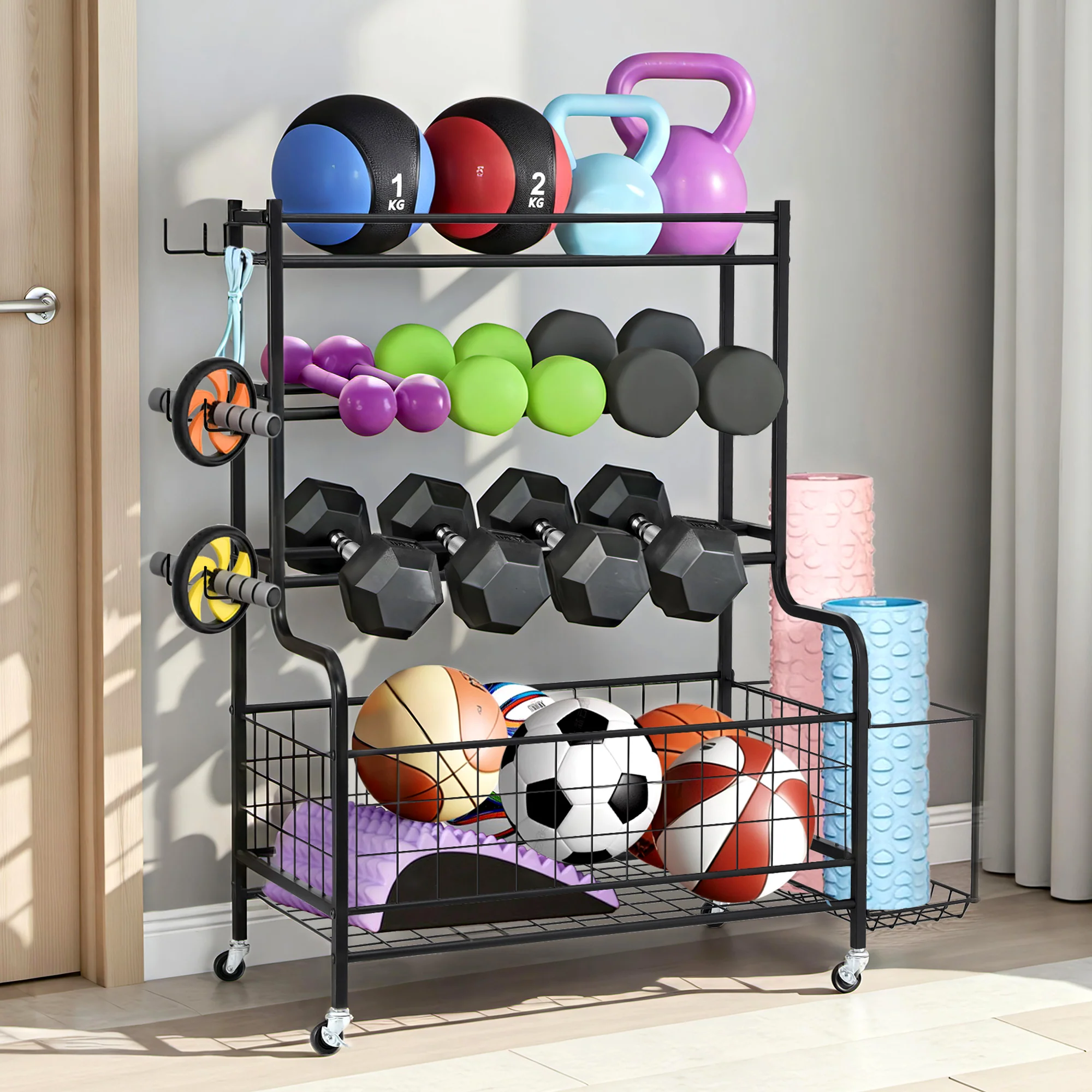 Everfit Dumbbell Rack Weight Rack for Dumbbells Home Gym Storage Black - Image 2