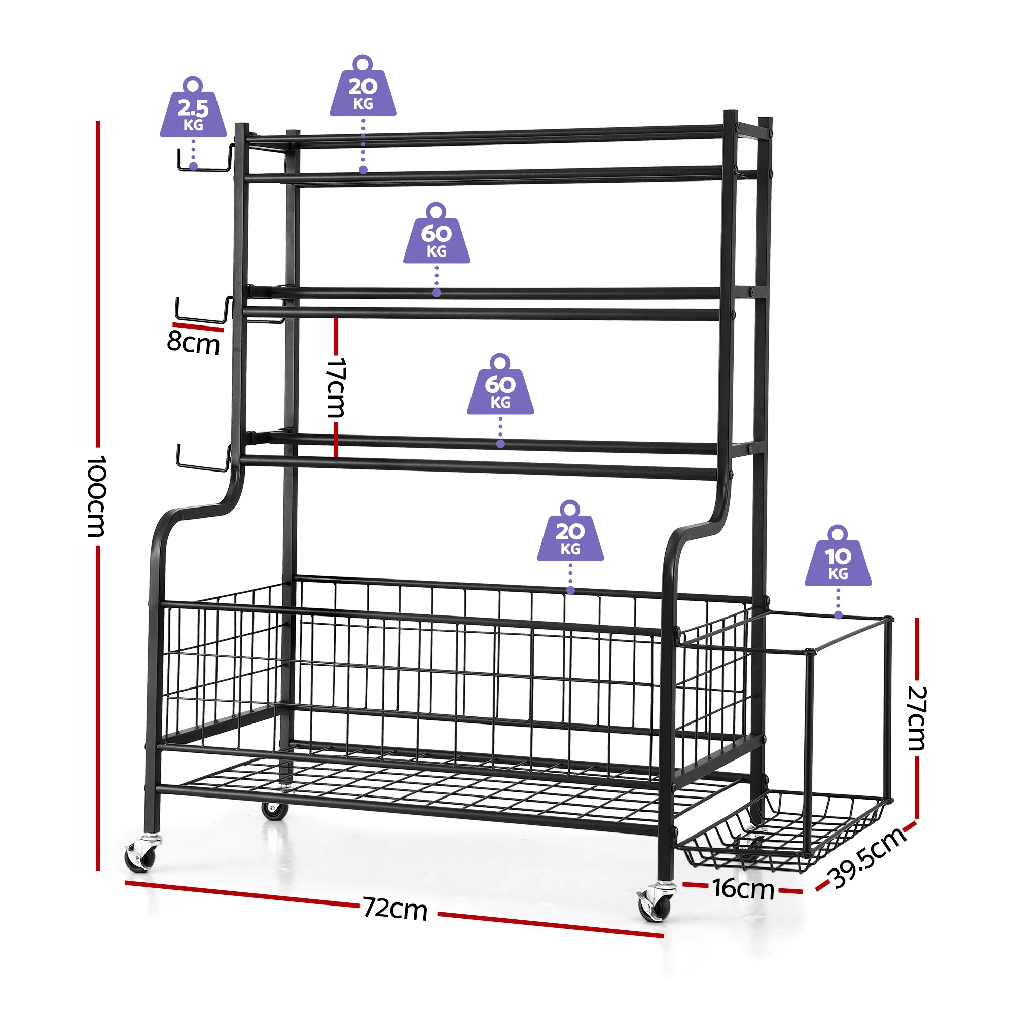 Everfit Dumbbell Rack Weight Rack for Dumbbells Home Gym Storage Black - Image 3