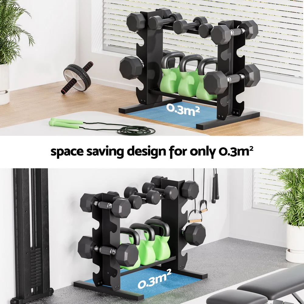 Everfit Dumbbells Rack Dumbbell Kettlebell Stand Home Gym Storage 200kg Capacity - Image 6