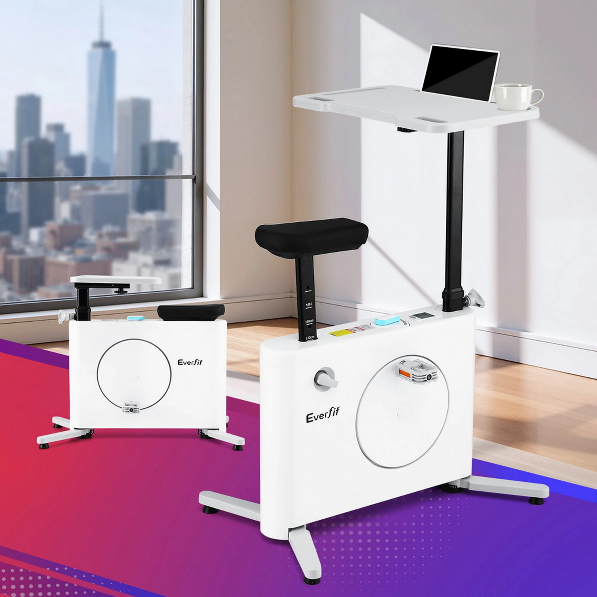 Everfit Exercise Bike Magnetic Desk Bike with Tabletop Fitness Home Workout Gym - Image 2