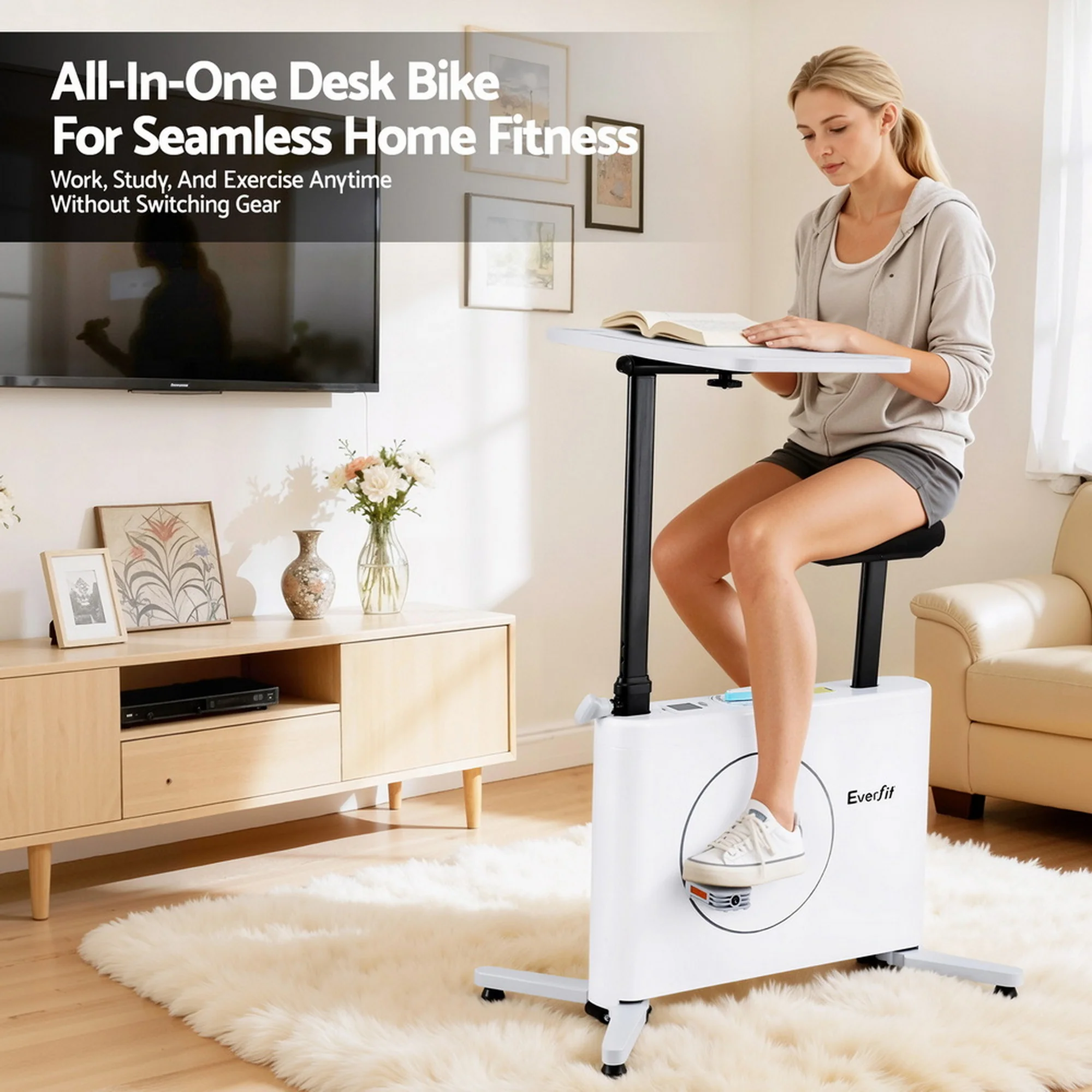 Everfit Exercise Bike Magnetic Desk Bike with Tabletop Fitness Home Workout Gym - Image 5