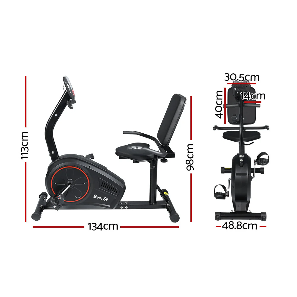 Everfit Exercise Bike Magnetic Recumbent Indoor Cycling Home Gym Cardio 8 Level - Image 3