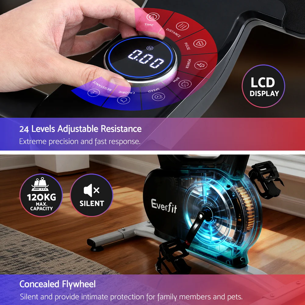 Everfit Exercise Bike Spin Bike Electromagnetic Smart Home Fitness 24-Level Resistance 120kg Bluetooth - Image 6