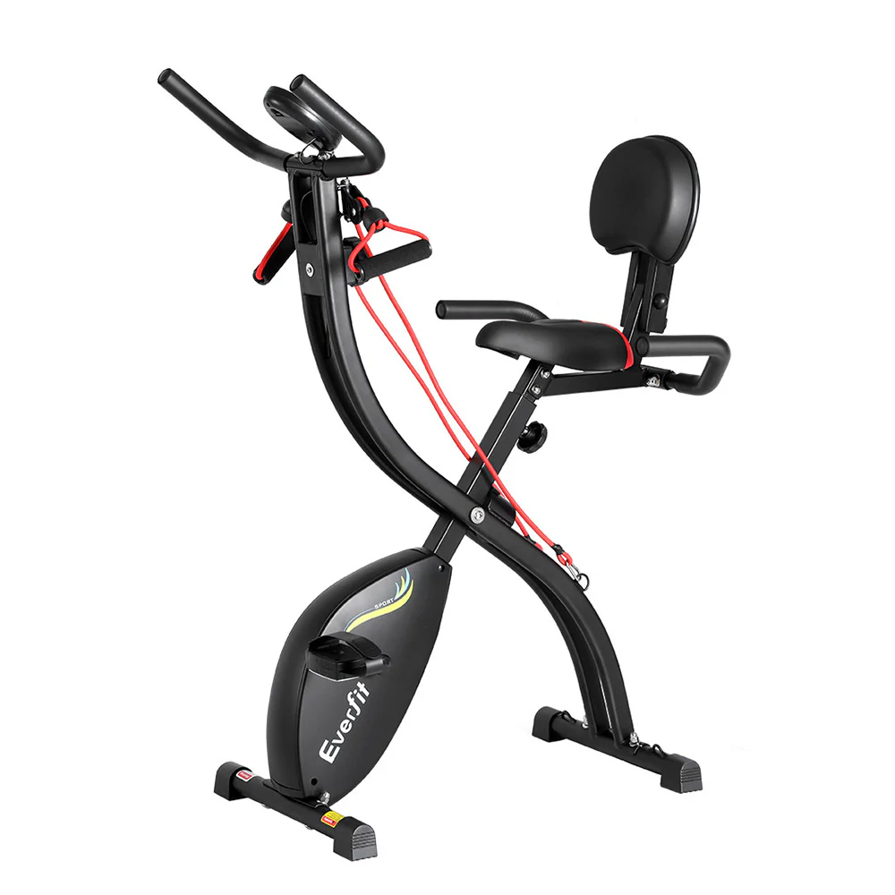 Everfit Folding Exercise Bike Magnetic X-Bike Indoor Cycling Resistance Rope - Image 4