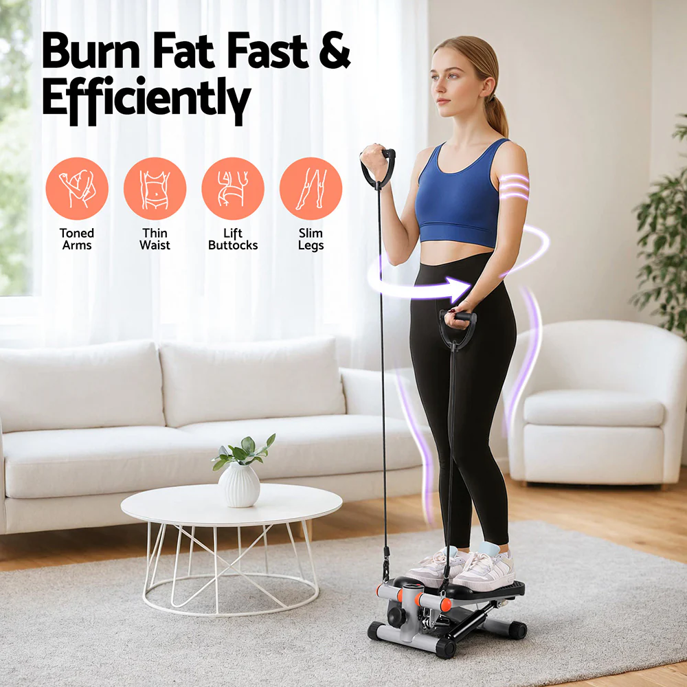 Everfit Mini Stepper with Resistance Rope Aerobic for Exercise Compact Home Workout (Grey) - Image 5