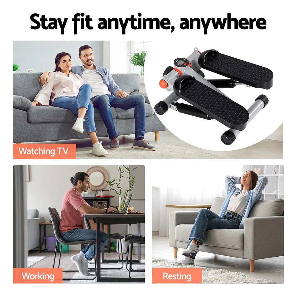 Everfit Mini Stepper with Resistance Rope Aerobic for Exercise Compact Home Workout (Grey) - Image 6