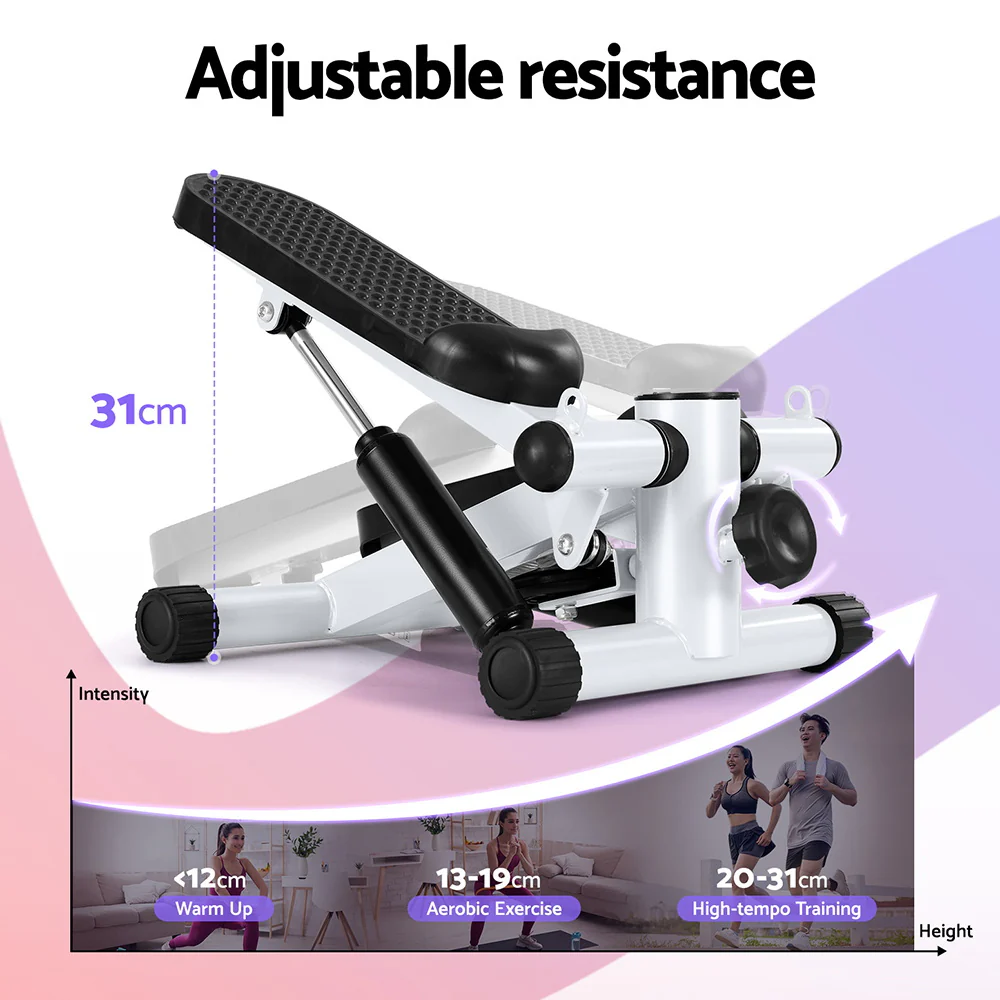 Everfit Mini Stepper with Resistance Rope Aerobic for Exercise Compact Home Workout (White) - Image 4