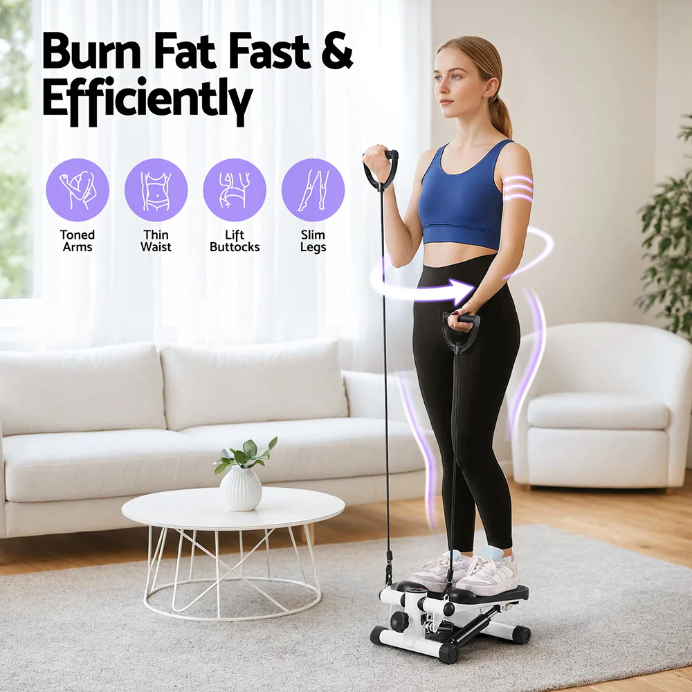 Everfit Mini Stepper with Resistance Rope Aerobic for Exercise Compact Home Workout (White) - Image 5