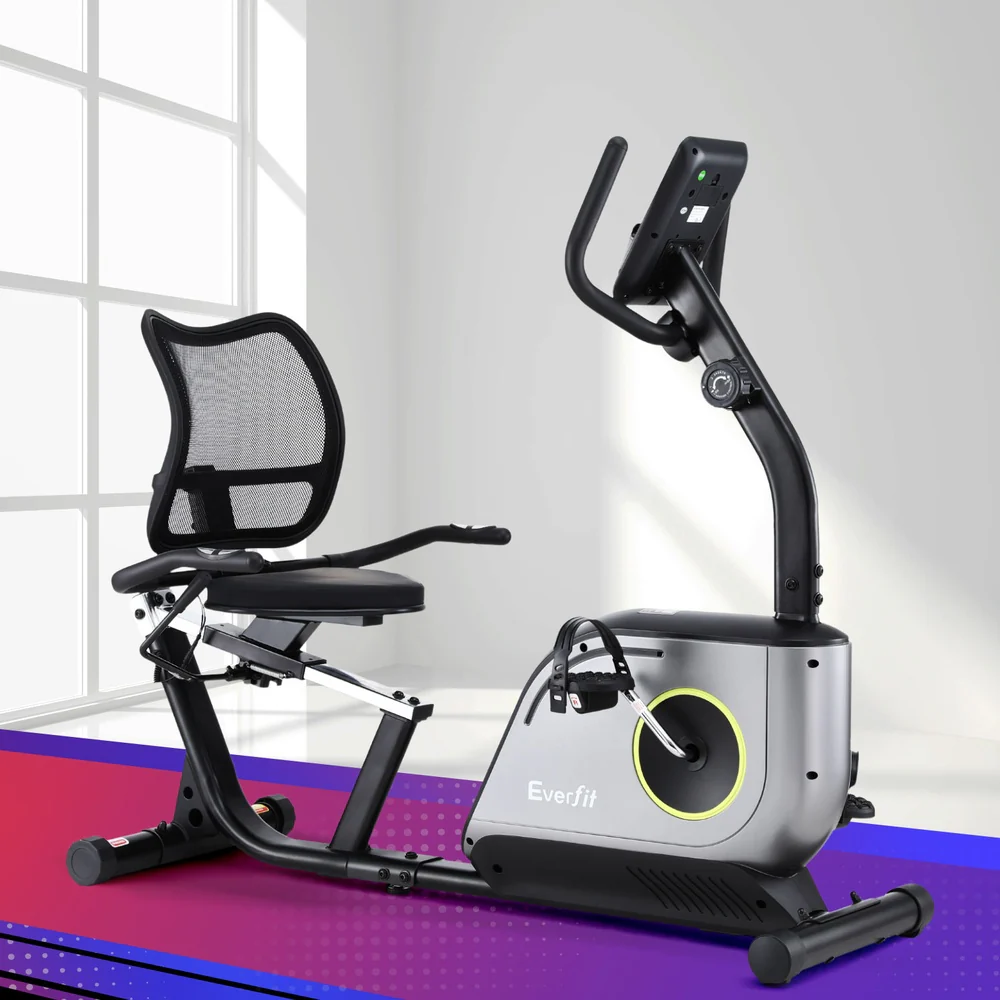 Everfit Recumbent Exercise Bike Magnetic Cycling Mesh Chair 120kg Loading - Image 2