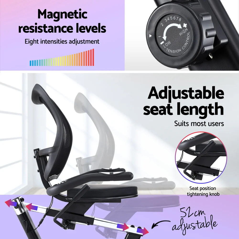 Everfit Recumbent Exercise Bike Magnetic Cycling Mesh Chair 120kg Loading - Image 6