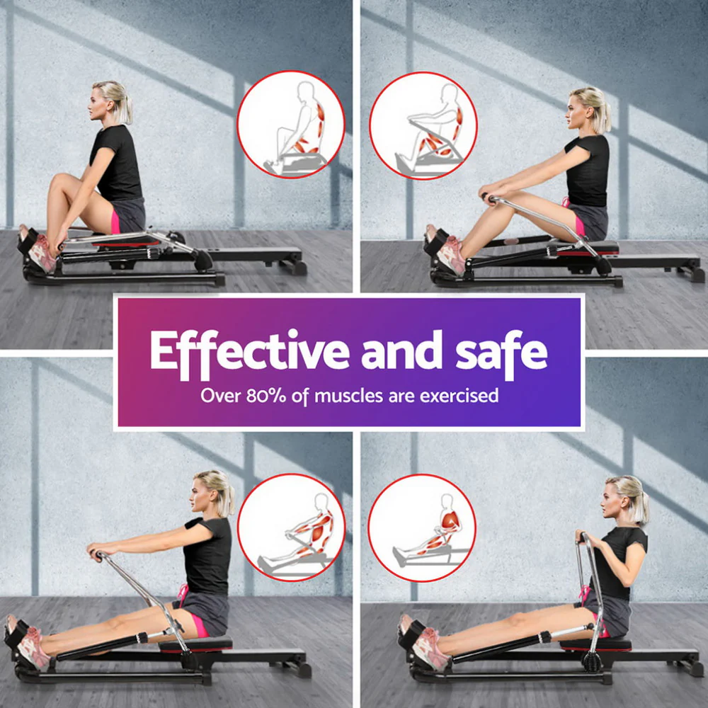 Everfit Rowing Machine 12 Levels Hydraulic Rower Fitness Gym Home Cardio - Image 4