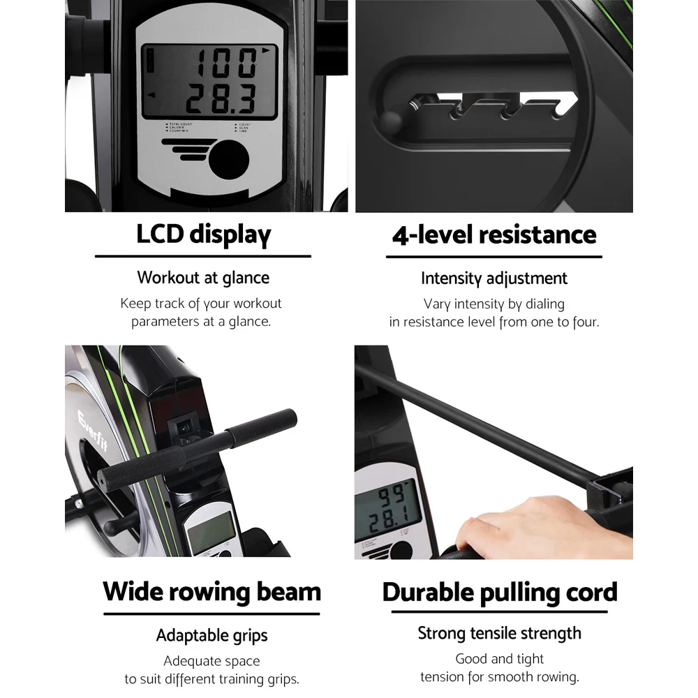 Everfit Rowing Machine Rower Elastic Rope Resistance Fitness Home Cardio (Silver) - Image 5