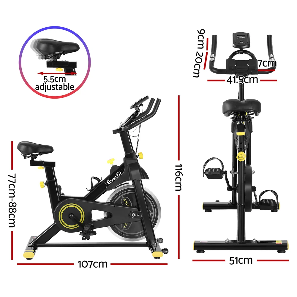 Everfit Spin Bike Exercise Bike Cardio Gym Bluetooth APP Connectable - Image 3