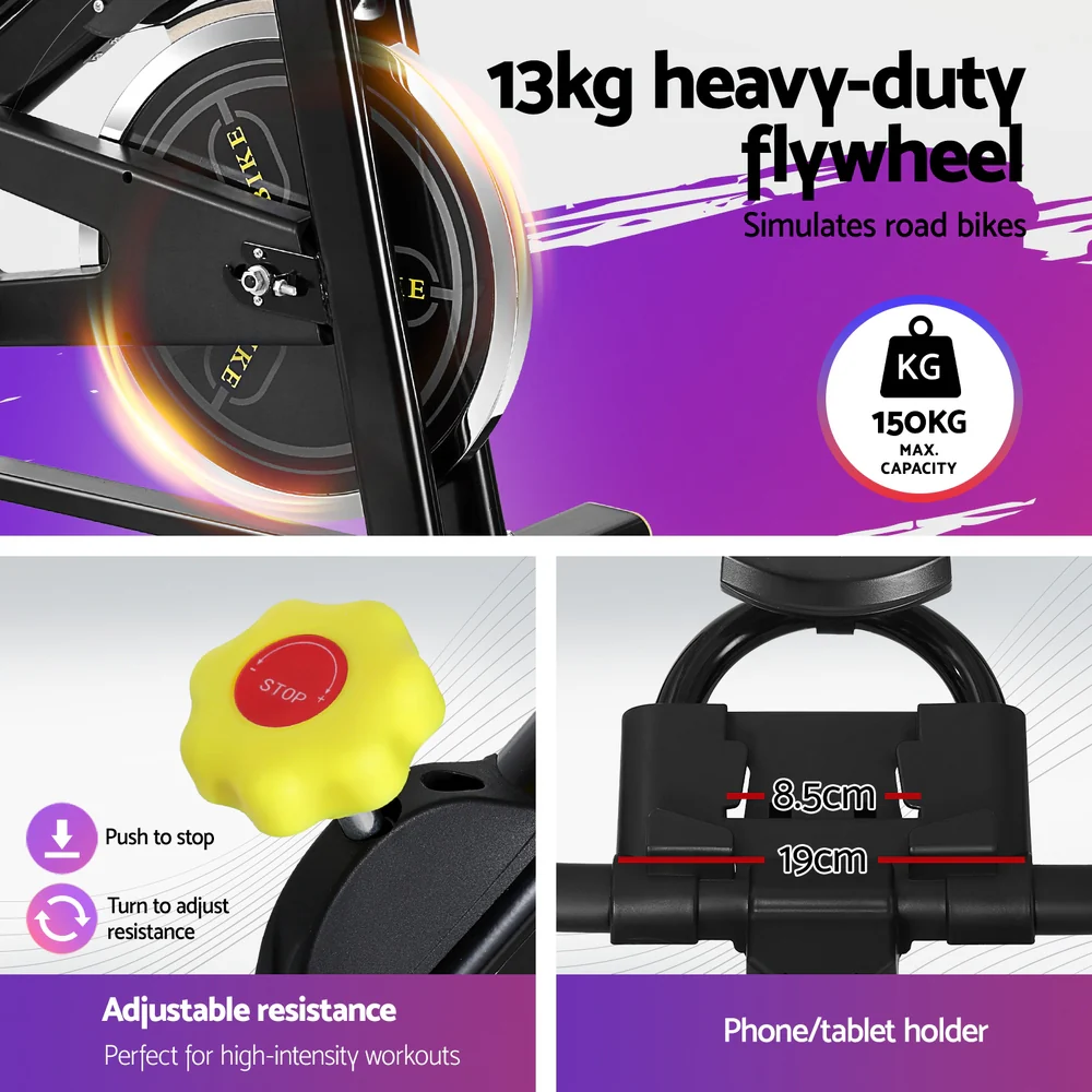 Everfit Spin Bike Exercise Bike Cardio Gym Bluetooth APP Connectable - Image 7