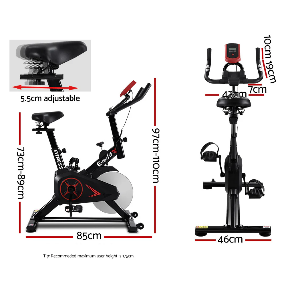 Everfit Spin Bike Exercise Bike Flywheel Cycling Home Gym Fitness Machine - Image 3