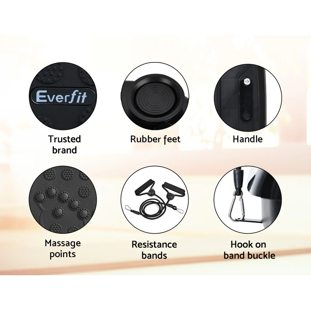 Everfit Vibration Machine Platform Vibrator With Resistance Rope Home Gym (Black) - Image 5