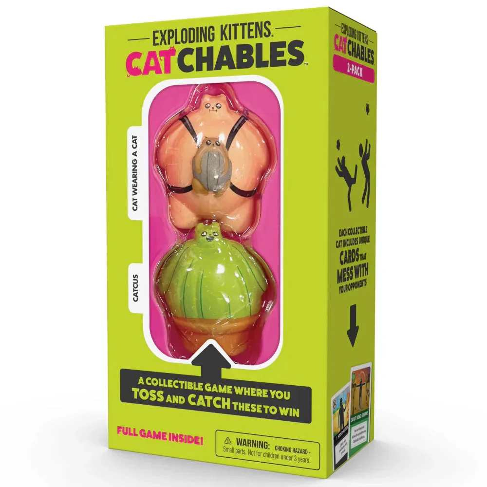 Exploding Kittens Catchables 2 Cat Wearing A Cat & Cactus Party Game - Image 2