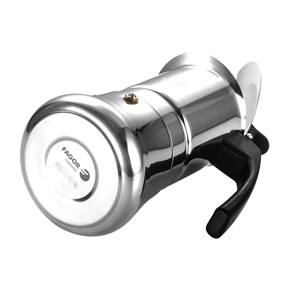 Fagor Etnica Stainless Steel 10 Cups Espresso Coffee Maker Moka Pot Silver - Image 5