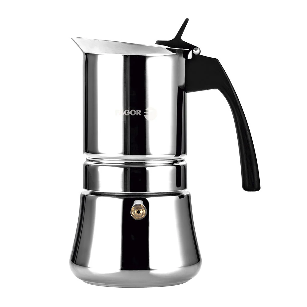 Fagor Etnica Stainless Steel 4 Cups Espresso Coffee Maker Moka Pot Silver