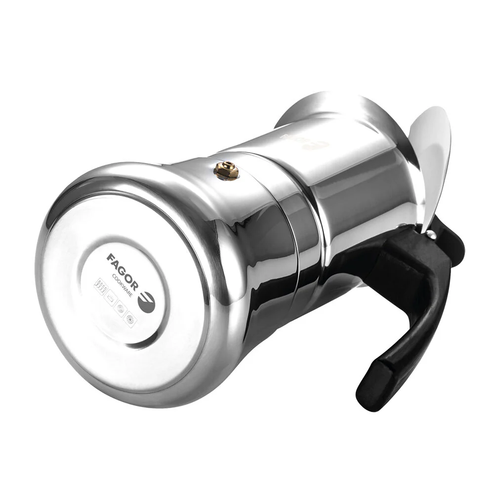 Fagor Etnica Stainless Steel 4 Cups Espresso Coffee Maker Moka Pot Silver - Image 5