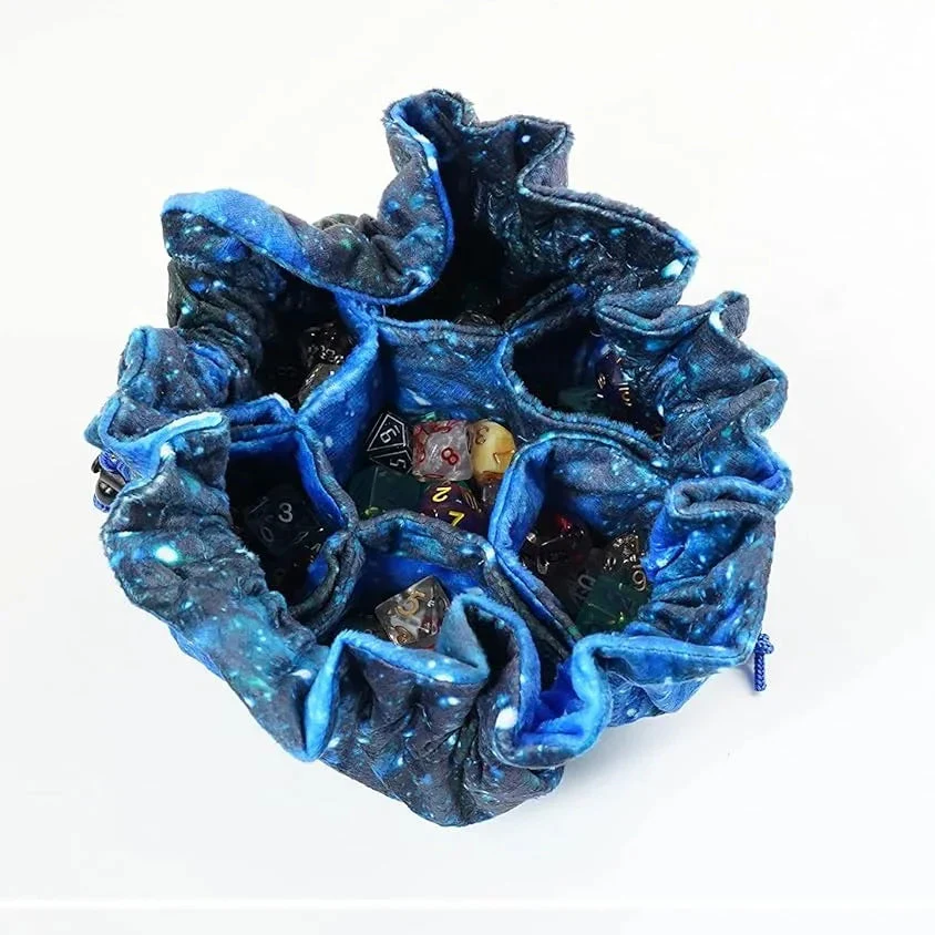 Fanroll By Metallic Dice Games Metallic Dice Games Velvet Compartment Dice Bag with Pockets Galaxy Blue - Image 5