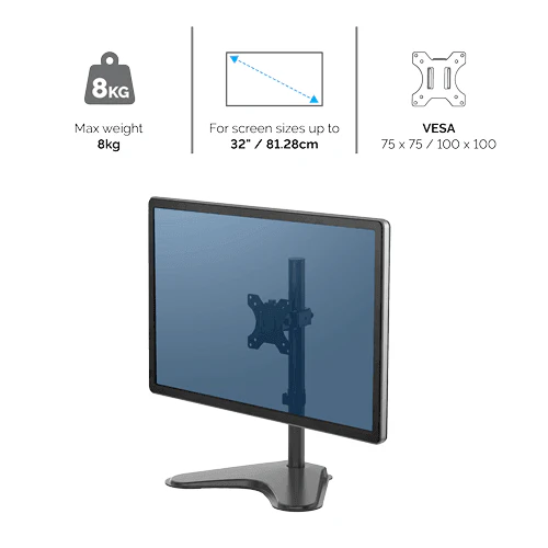Fellowes Professional Series Freestanding Single Monitor Arm (Black) - Image 3