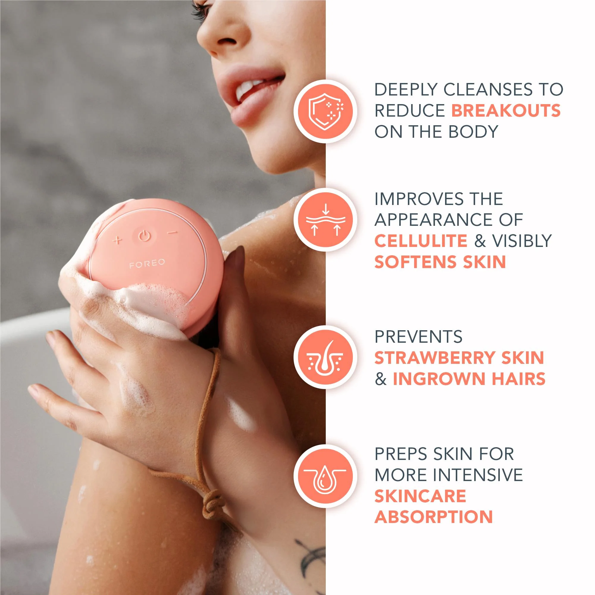 Foreo Luna 4 Body Brush (Peach) - Image 4