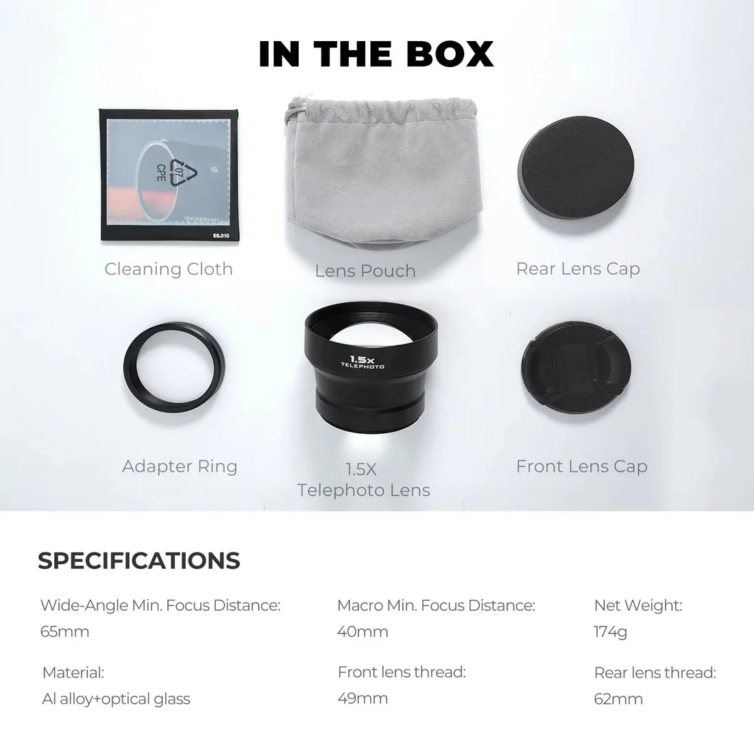 Freewell 1.5X Telephoto Lens for FUJI X100VI X100V (Black) - Image 6