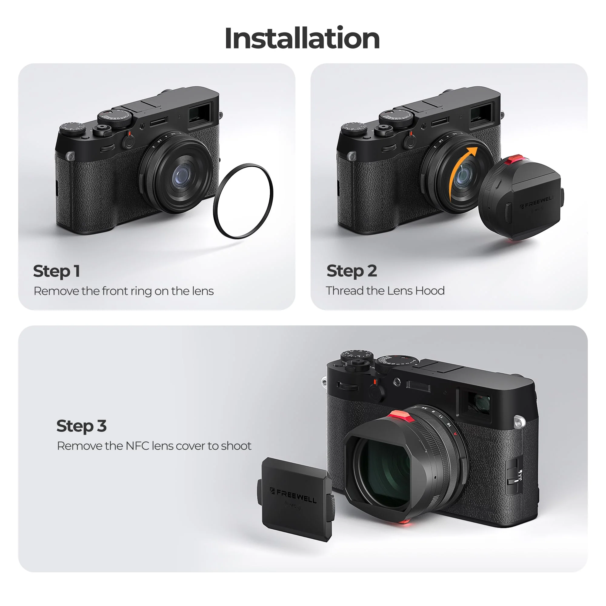 Freewell Real Lens Hood for Fuji X100 Series (Black) - Image 6