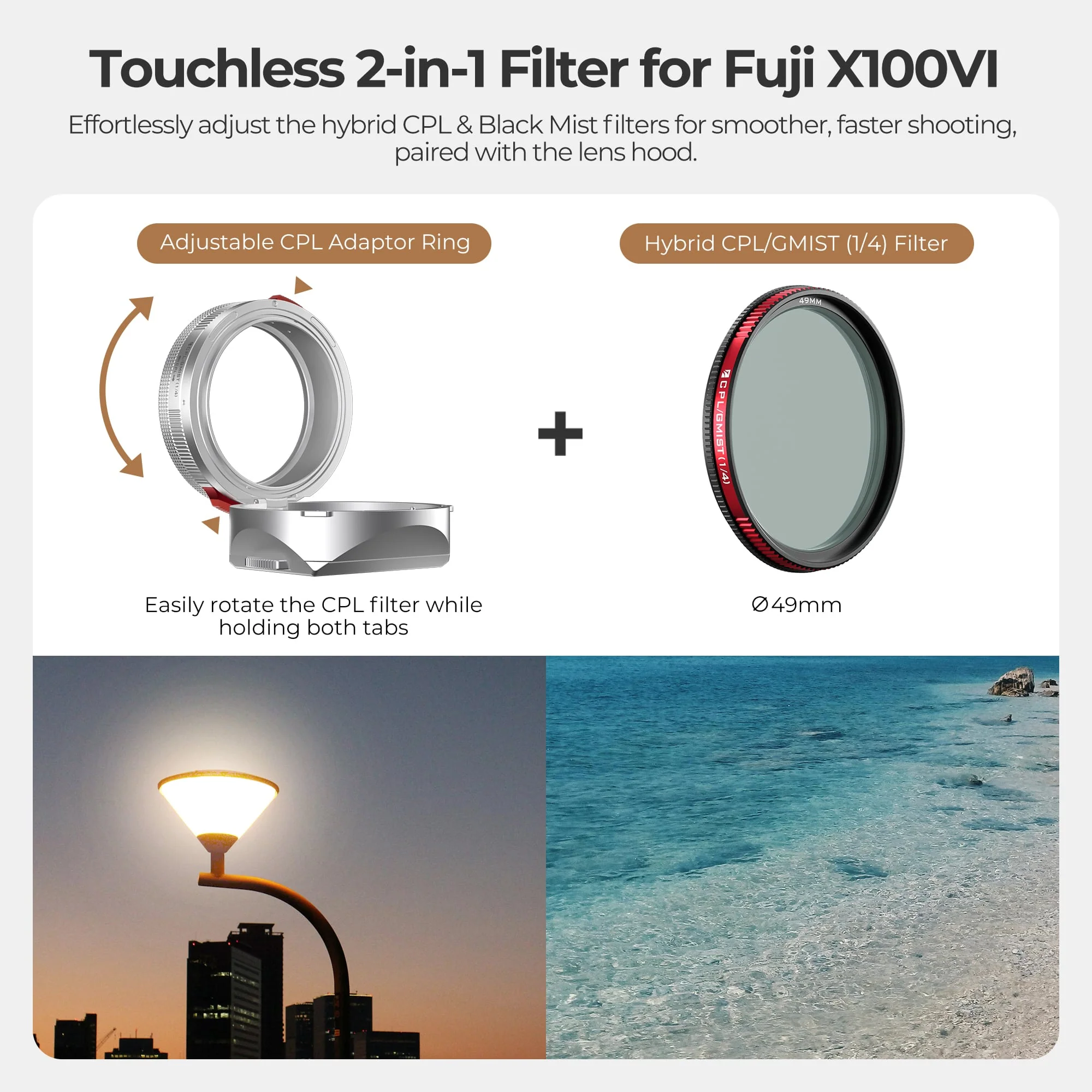 Freewell Real Lens Hood for Fuji X100 Series (Silver) - Image 4