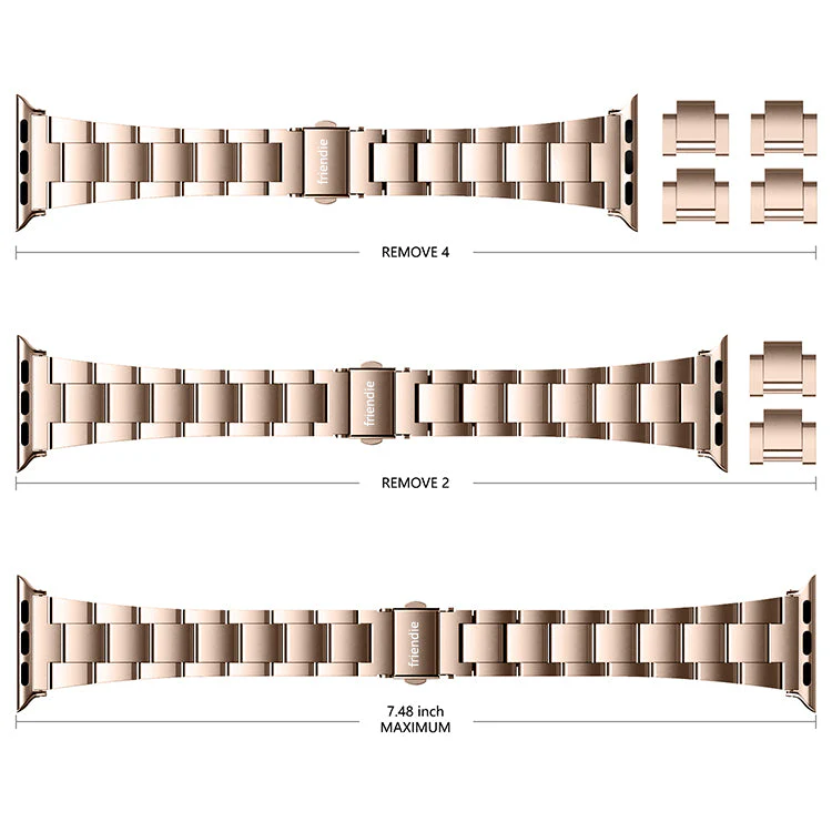 Friendie Sydney Collection Steel Link Band for Apple Watch 7/8/9/10/11/SE  (Rose) [Small] 38/39/40/41/42mm - Image 6