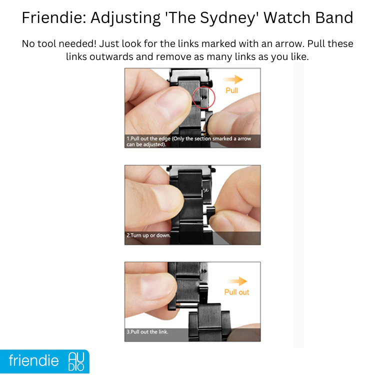 Friendie Sydney Collection Steel Link Band for Apple Watch 7/8/9/10/11/SE  (Rose) [Small] 38/39/40/41/42mm - Image 7