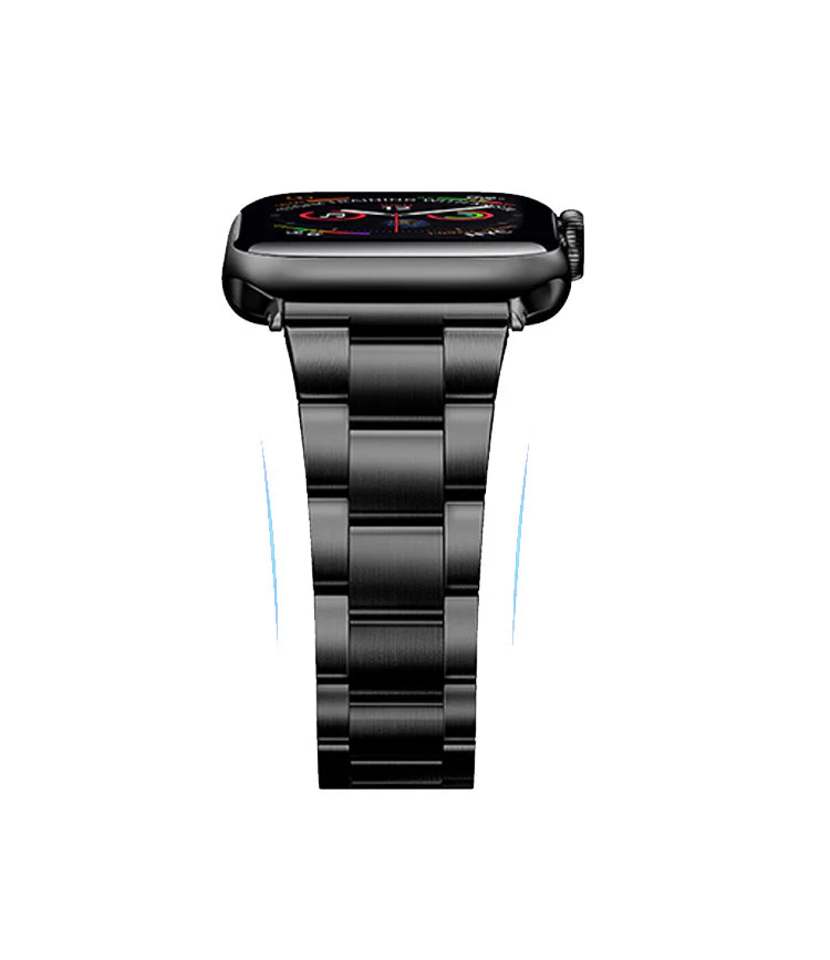 Friendie Sydney Steel Link Band for Apple Watch - Black (Large)
