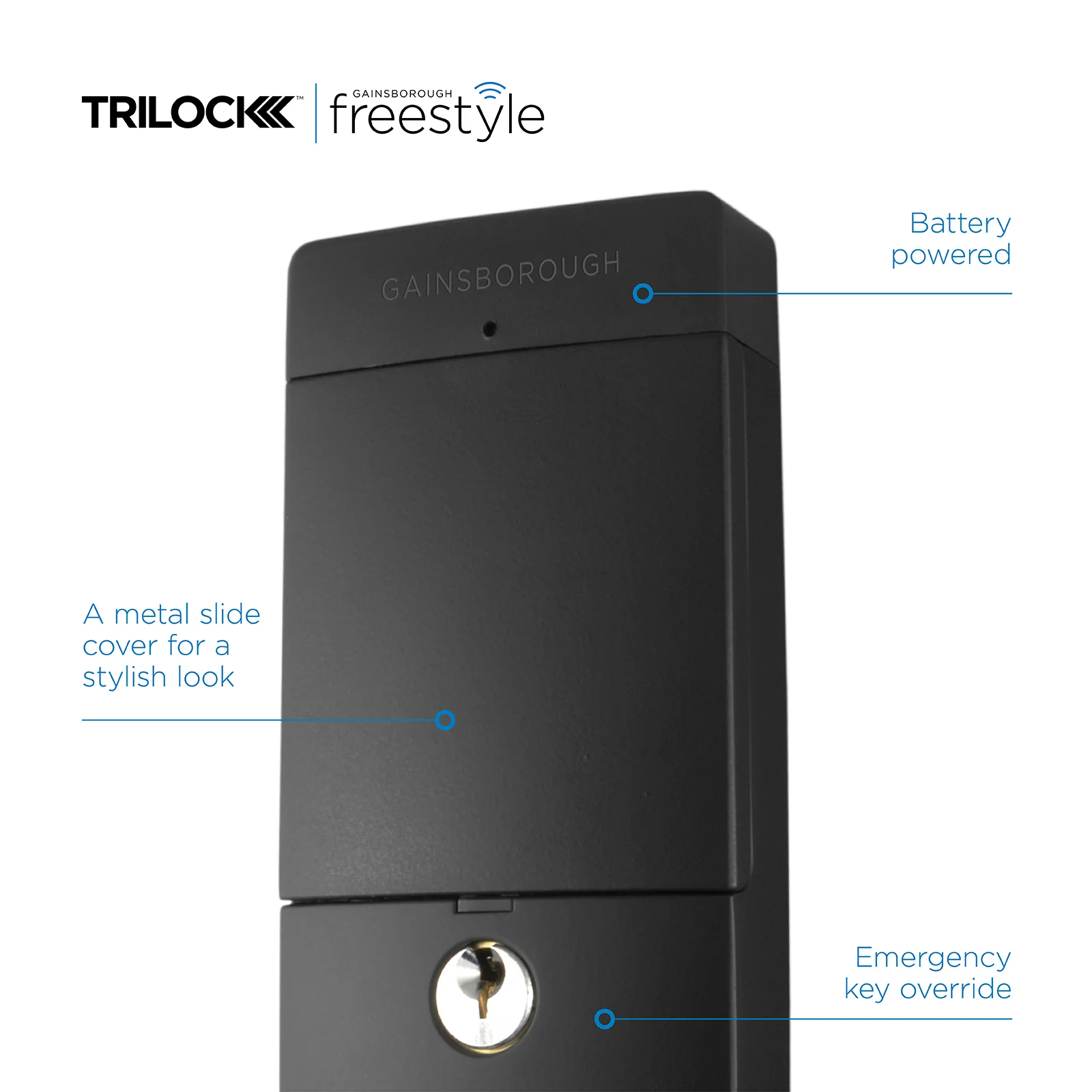 Gainsborough Freestyle WIFI Entrance Trilock (Matte Black) - Image 4