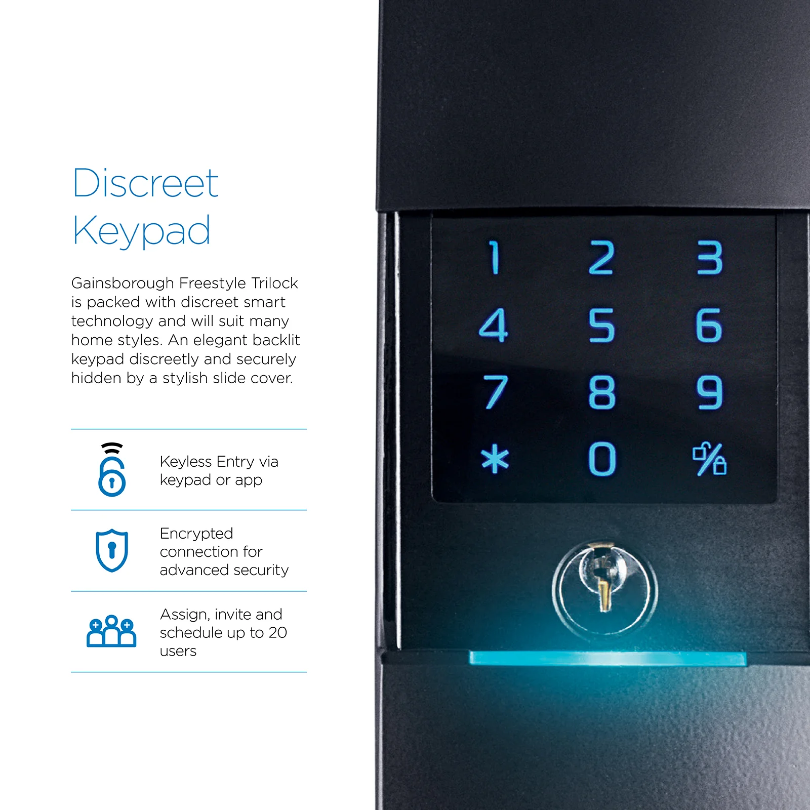 Gainsborough Freestyle WIFI Entrance Trilock (Matte Black) - Image 5