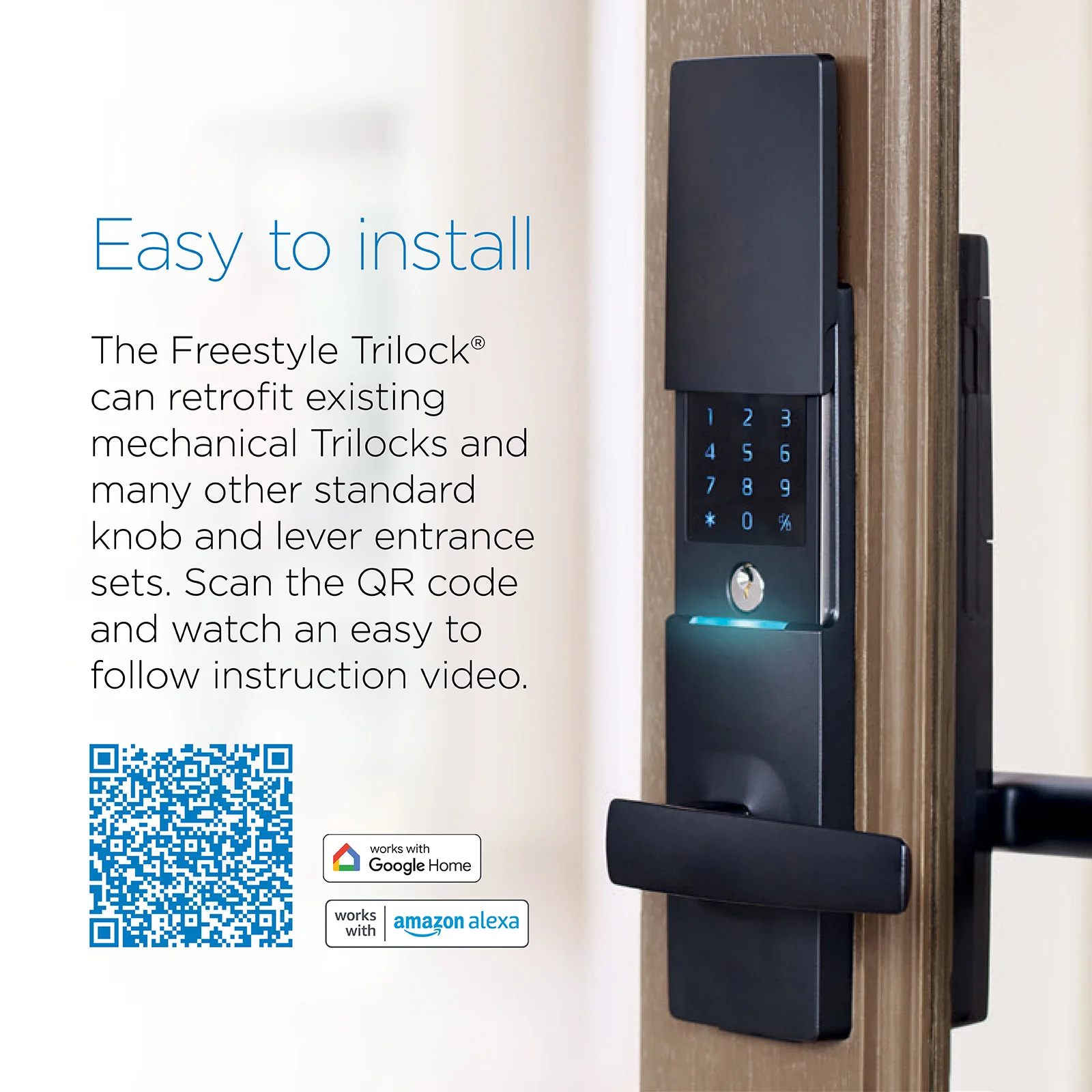 Gainsborough Freestyle WIFI Entrance Trilock (Matte Black) - Image 7