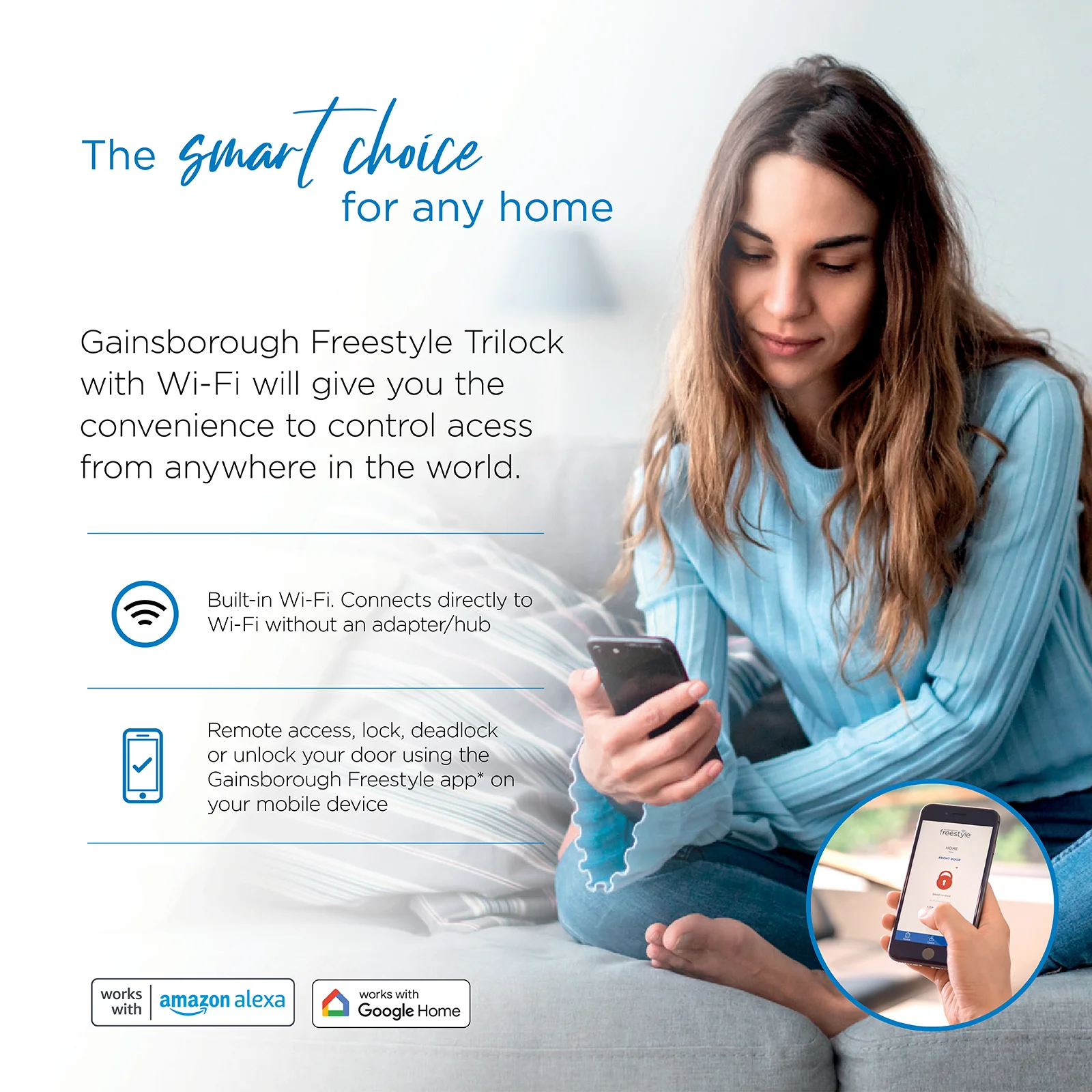 Gainsborough Freestyle WIFI Entrance Trilock (Matte Black) - Image 9