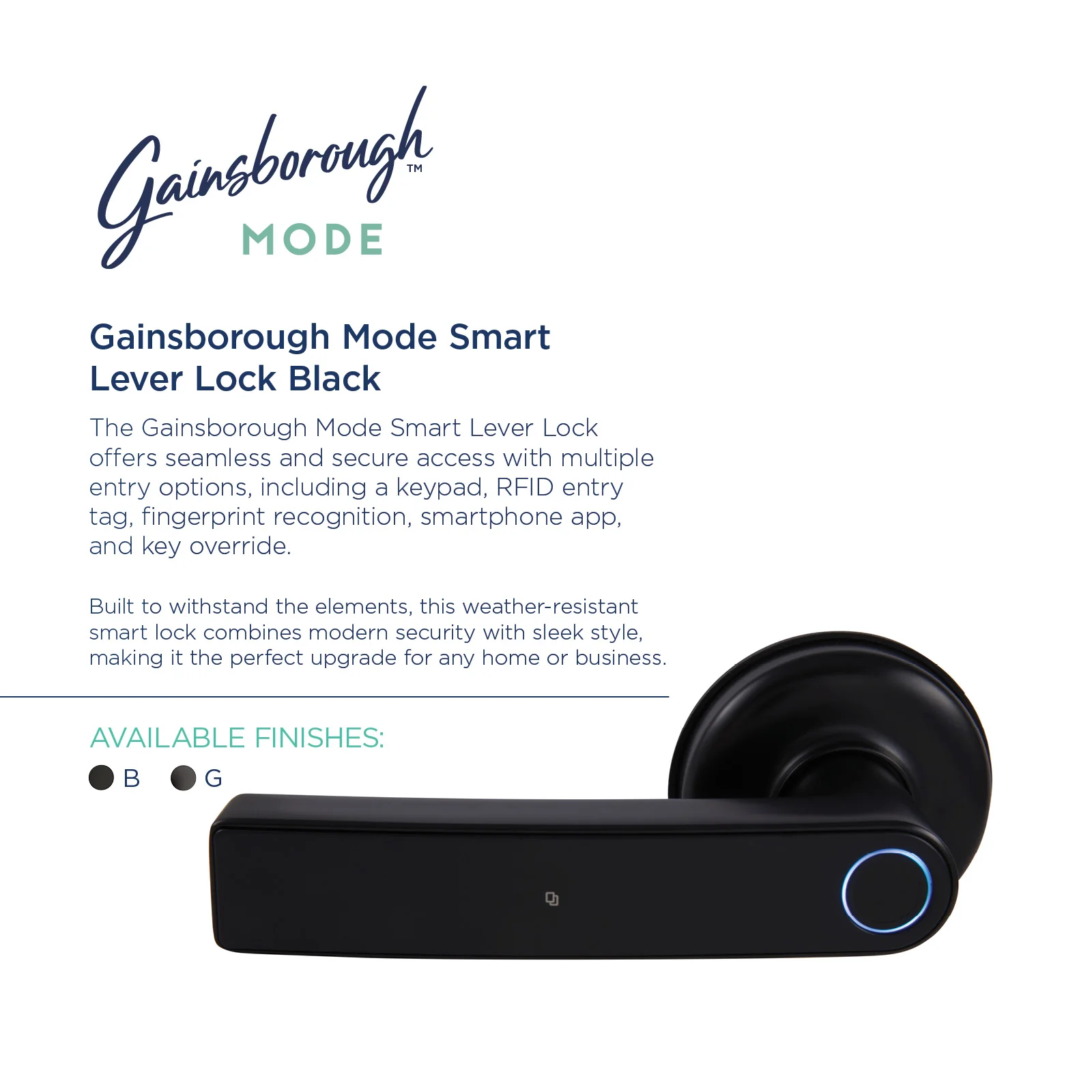 Gainsborough Mode Smart Lever (Matte Black) - Image 2