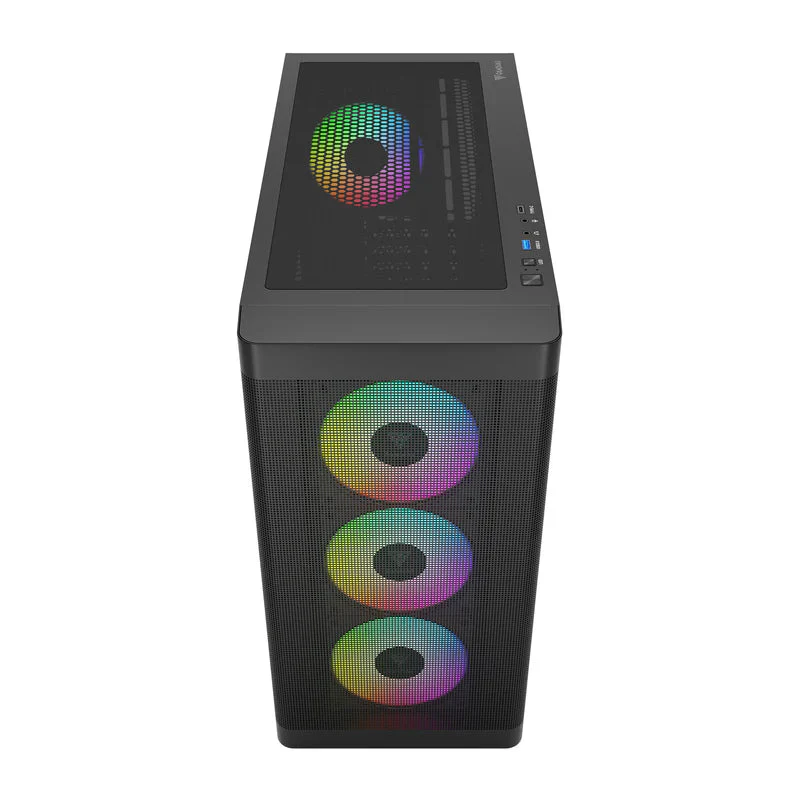 Gamdias ATHENA M3 Computer Case ATX Mid Tower with 4x ARGB Fans (Black) - Image 3
