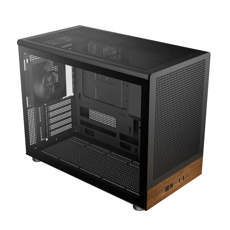 Gamdias ATHENA M4M M-ATX PC Case Tempered Glass Wood Design 3 PWM Fans - Image 2