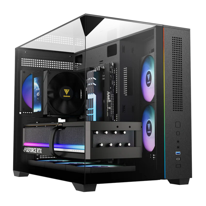 Gamdias ATLAS M3M M-ATX PC Case Tempered Glass with 3 ARGB Fans