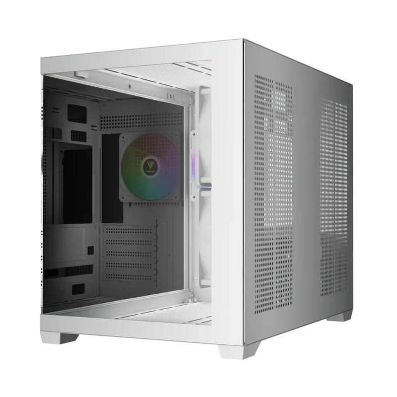 Gamdias AURA GC10M V2 M-ATX PC Case Tempered Glass with 3 ARGB Fans (White) - Image 6