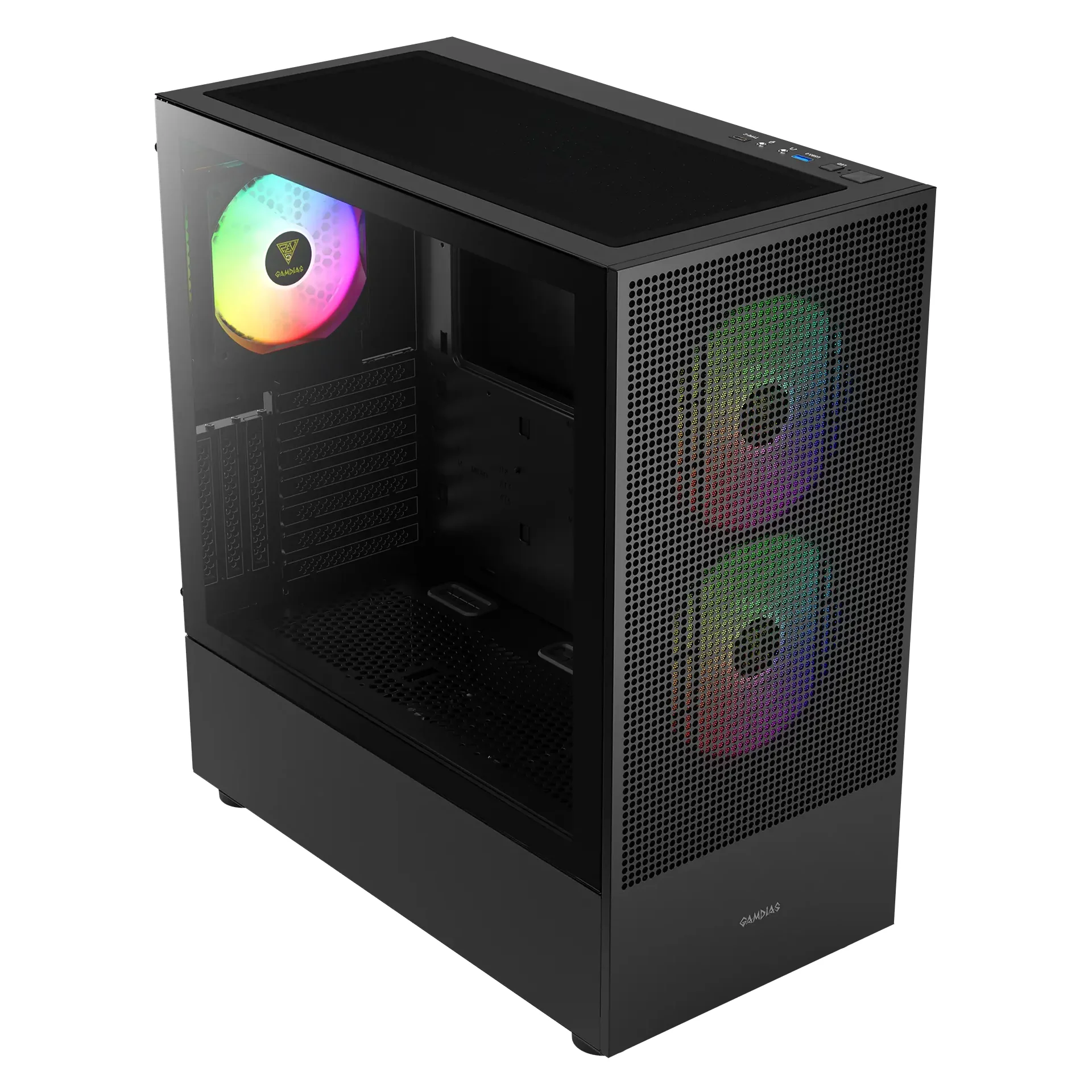 Gamdias Talos E3 Mesh Computer Case ATX Mid Tower with 3x ARGB Fans (Black) - Image 2