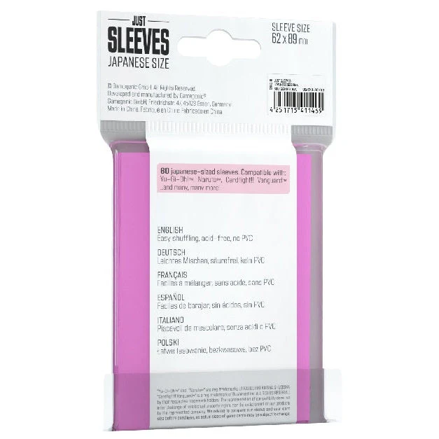 Gamegenic Just Sleeves Japanese Size (Pink)