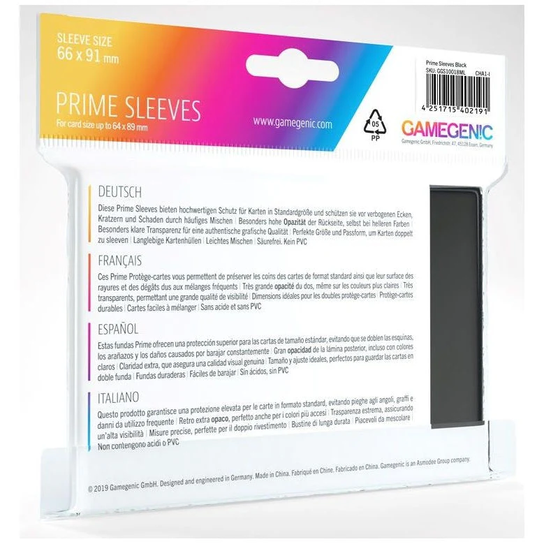 Gamegenic Prime Card Sleeves 66mmx91mm 100 Sleeves Per Pack (Black) - Image 2
