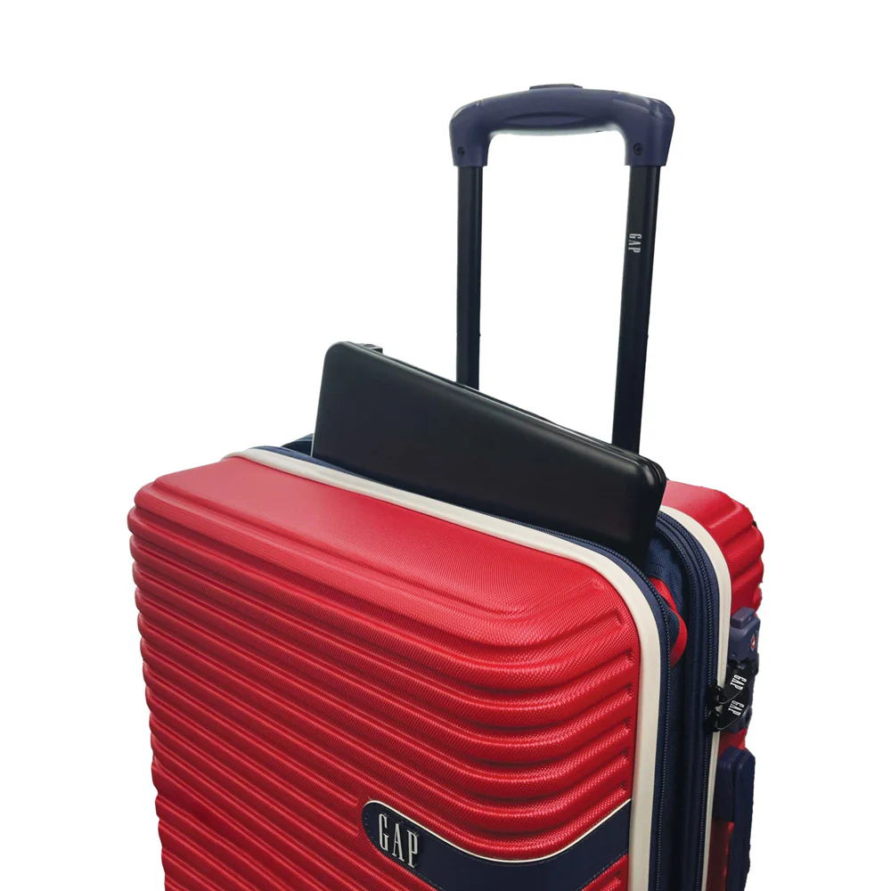 GAP Hard-Shell Suitcase 4 Wheel Hidden Pocket Cabin Luggage 56cm Red - Image 5