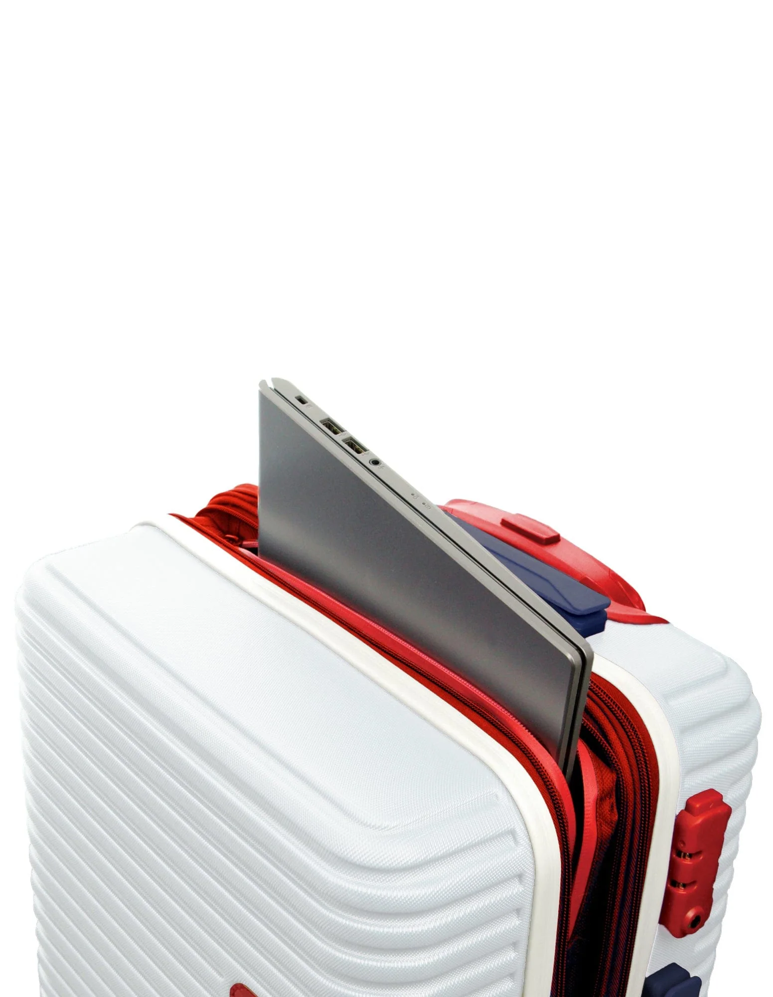 GAP Hard-Shell Suitcase 4 Wheel Hidden Pocket Cabin Luggage 56cm White - Image 9